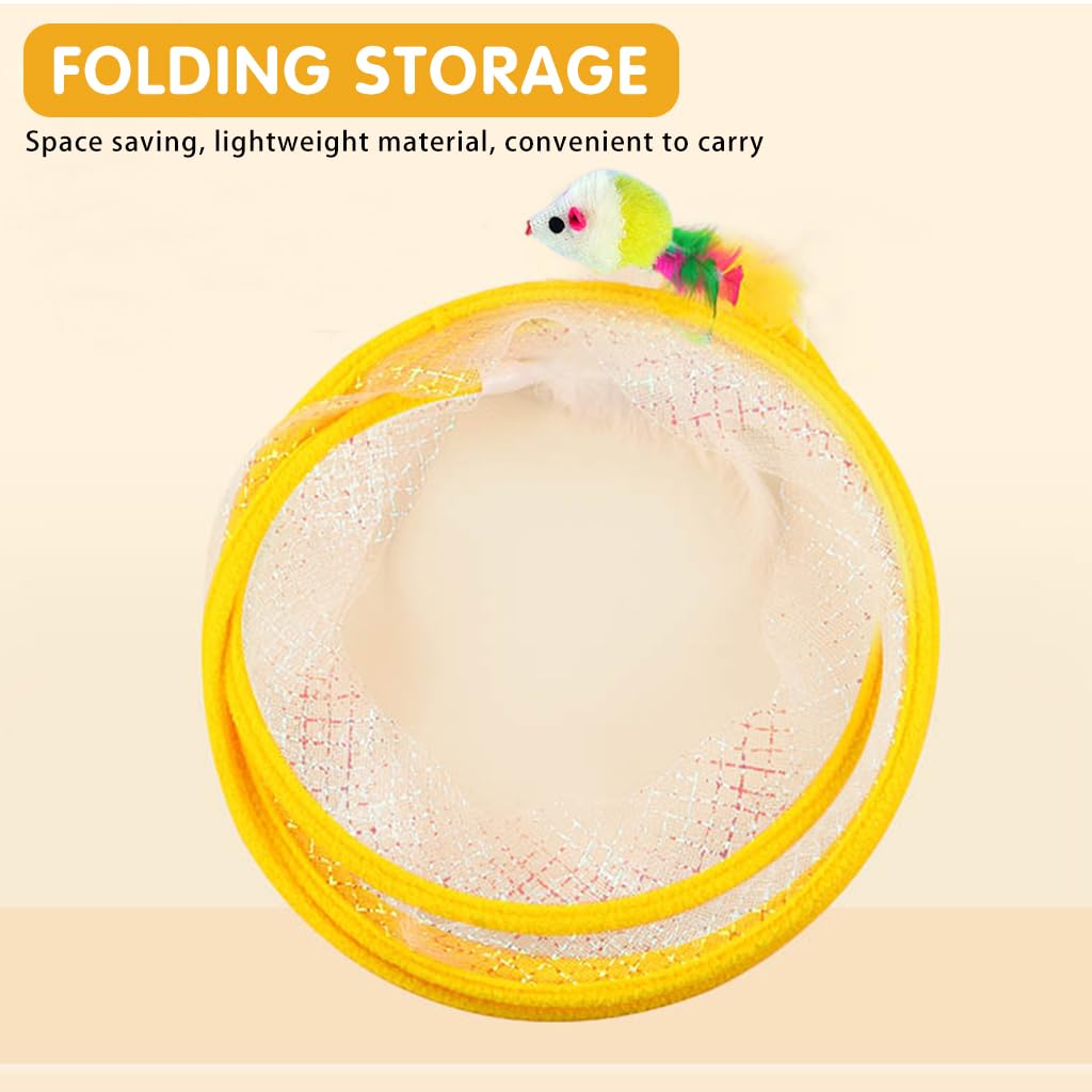 Qpets® Cat Tunnel for Indoor Cats, Elastic Spring Tunnel CatPlaying Toys with Feather Tail, Teaser Toy for Cat, Small Pet Qpets® Cat Tunnel for Indoor Cats, Elastic Spring Tunnel CatPlaying Toys with Feather Tail, Teaser Toy for Cat, Small Pet